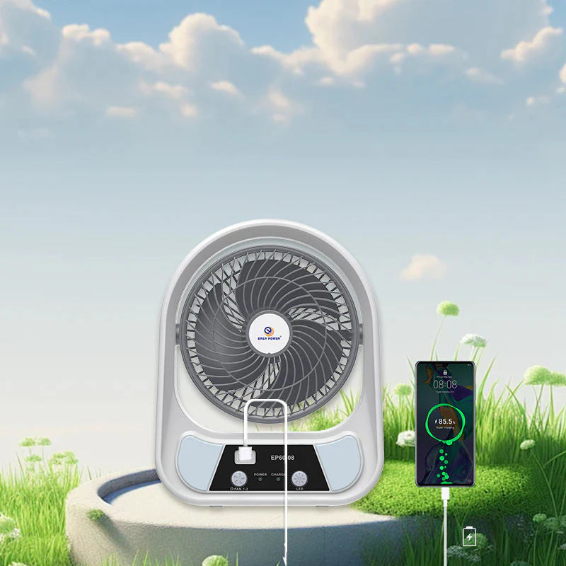 Abanico solar recargable