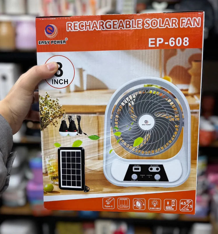 Abanico solar recargable